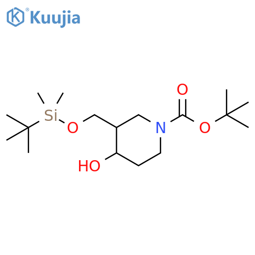 1-Piperidinecarboxylic acid, 3-[[[(1,1-dimethylethyl)dimethylsilyl]oxy]methyl]-4-hydroxy-, 1,1-dimethylethyl ester structure