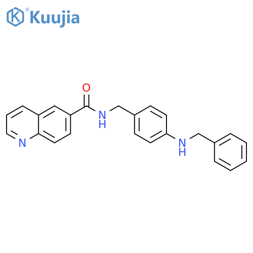 6-QUINOLINECARBOXAMIDE, N-[[4-[(PHENYLMETHYL)AMINO]PHENYL]METHYL]- structure