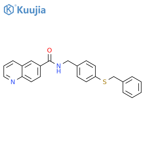 6-QUINOLINECARBOXAMIDE, N-[[4-[(PHENYLMETHYL)THIO]PHENYL]METHYL]- structure