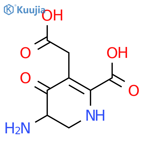 3-Pyridineacetic  acid,  5-amino-2-carboxy-1,4,5,6-tetrahydro-4-oxo- structure