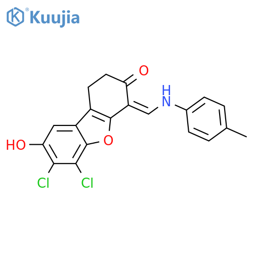 3(2H)-Dibenzofuranone, 6,7-dichloro-1,4-dihydro-8-hydroxy-4-[[(4-methylphenyl)amino]methylene]-, (4Z)- structure