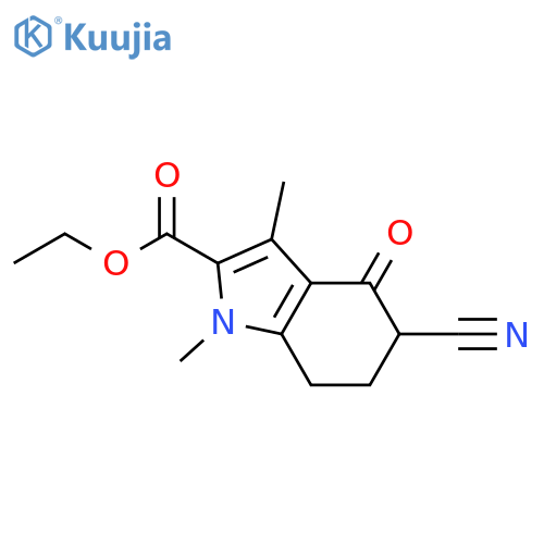 1H-Indole-2-carboxylicacid, 5-cyano-4,5,6,7-tetrahydro-1,3-dimethyl-4-oxo-, ethyl ester structure