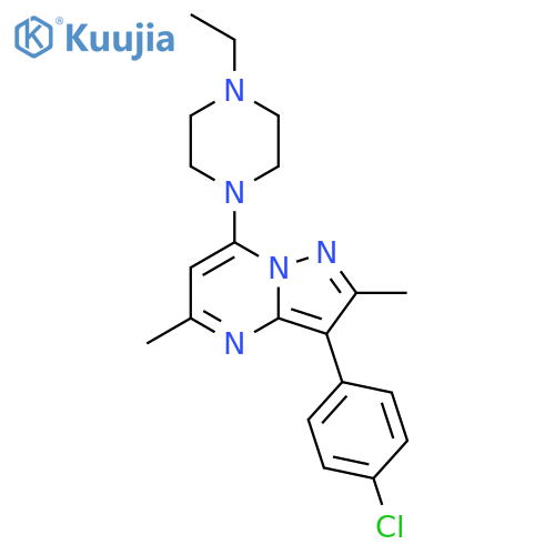 1-3-(4-chlorophenyl)-2,5-dimethylpyrazolo1,5-apyrimidin-7-yl-4-ethylpiperazine structure