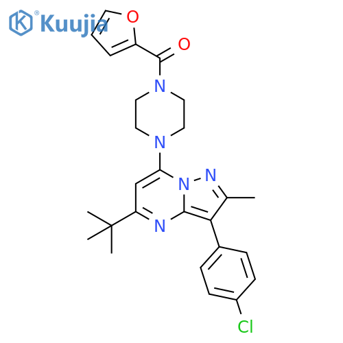 1-5-tert-butyl-3-(4-chlorophenyl)-2-methylpyrazolo1,5-apyrimidin-7-yl-4-(furan-2-carbonyl)piperazine structure