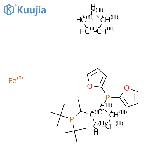(R)-1-[(S)-2-[Di(2-furyl)phosphino]ferrocenyl]ethyldi-tertbutylphosphine structure