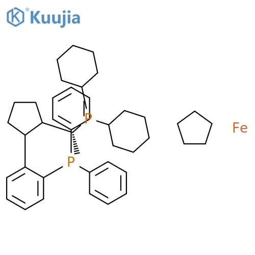 (1R)-1-(1S)-1-(Dicyclohexylphosphino)ethyl-2-2-(diphenylphosphino)phenylferrocene structure