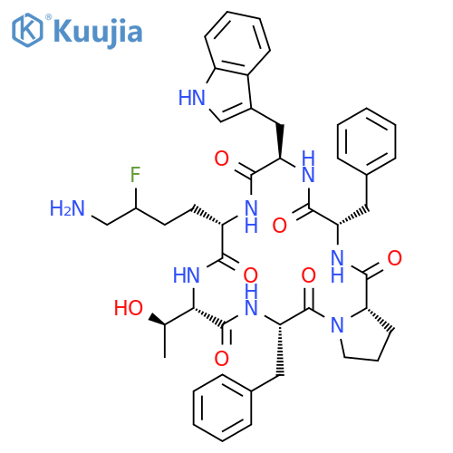 Cyclo(5-fluoro-L-lysyl-L-threonyl-L-phenylalanyl-L-prolyl-L-phenylalanyl-D-tryptophyl) structure