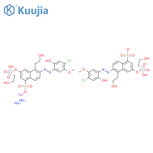 chromate(3-), bis[6-[(4-chloro-2-hydroxy-5-methoxyphenyl)azo]-5-hydroxy-1-naphthalenesulfonato(3-)]-, diethanolamine sodium salts structure