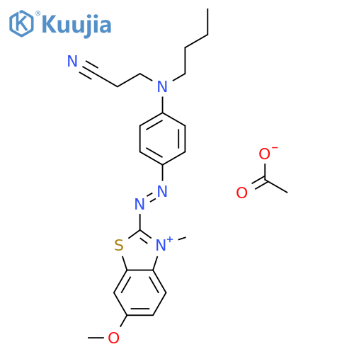 2-[[4-[butyl(2-cyanoethyl)amino]phenyl]azo]-6-methoxy-3-methylbenzothiazolium acetate structure