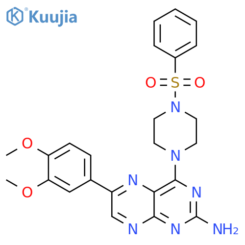 Piperazine,1-[2-amino-6-(3,4-dimethoxyphenyl)-4-pteridinyl]-4-(phenylsulfonyl)- structure