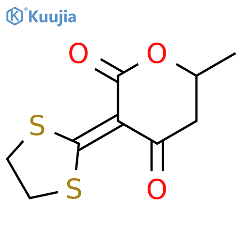 2H-Pyran-2,4(3H)-dione, 3-(1,3-dithiolan-2-ylidene)dihydro-6-methyl- structure