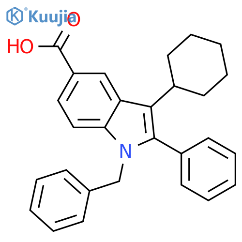 1H-INDOLE-5-CARBOXYLIC ACID, 3-CYCLOHEXYL-2-PHENYL-1-(PHENYLMETHYL)- structure