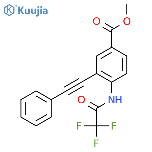 Benzoic acid, 3-(phenylethynyl)-4-[(trifluoroacetyl)amino]-, methyl ester structure