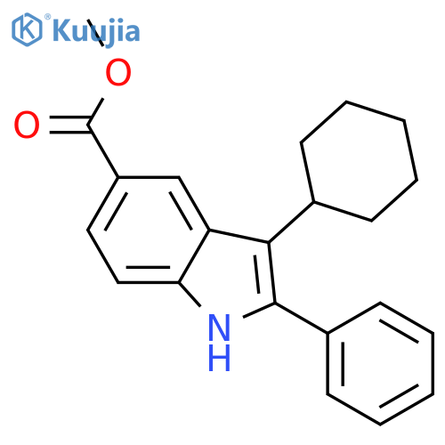 1H-Indole-5-carboxylic acid, 3-cyclohexyl-2-phenyl-, methyl ester structure