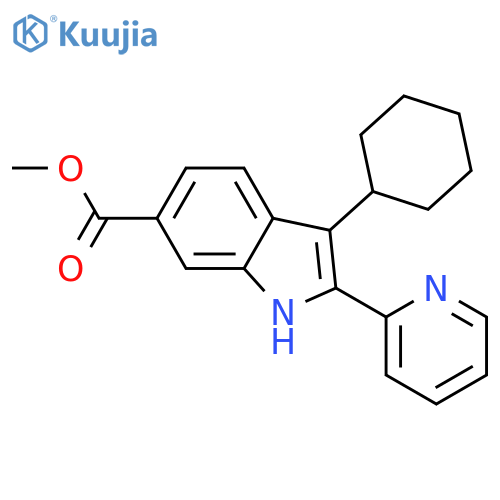1H-Indole-6-carboxylic acid, 3-cyclohexyl-2-(2-pyridinyl)-, methyl ester structure