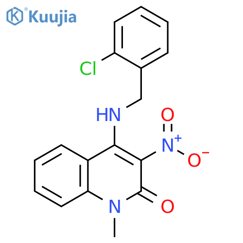 4-{(2-chlorophenyl)methylamino}-1-methyl-3-nitro-1,2-dihydroquinolin-2-one structure