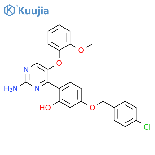 2-2-amino-5-(2-methoxyphenoxy)pyrimidin-4-yl-5-(4-chlorophenyl)methoxyphenol structure