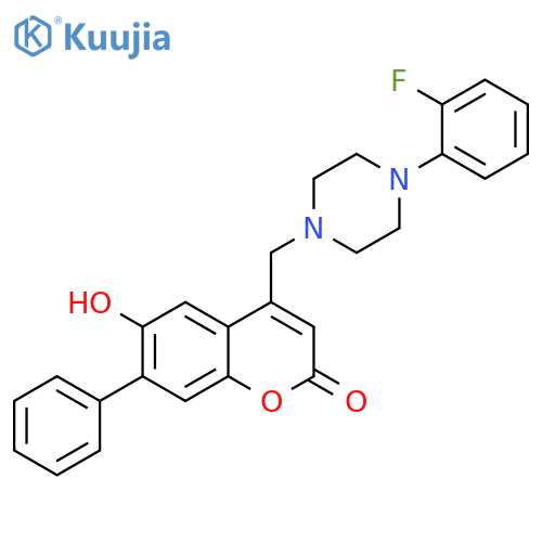 4-{4-(2-fluorophenyl)piperazin-1-ylmethyl}-6-hydroxy-7-phenyl-2H-chromen-2-one structure