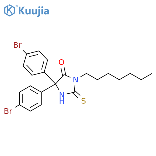 4-Imidazolidinone, 5,5-bis(4-bromophenyl)-3-heptyl-2-thioxo- structure