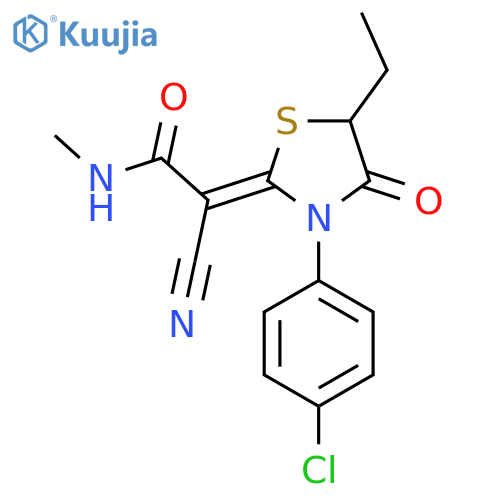 (2Z)-2-[3-(4-chlorophenyl)-5-ethyl-4-oxo-1,3-thiazolidin-2-ylidene]-2-cyano-N-methylacetamide structure