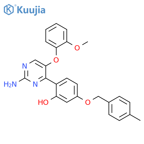 2-2-amino-5-(2-methoxyphenoxy)pyrimidin-4-yl-5-(4-methylphenyl)methoxyphenol structure