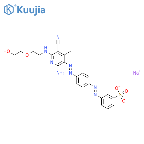 Benzenesulfonicacid,3-[2-[4-[2-[2-amino-5-cyano-6-[[2-(2-hydroxyethoxy)ethyl]amino]-4-methyl-3-pyridinyl]diazenyl]-2,5-dimethylphenyl]diazenyl]-,sodium salt (1:1) structure