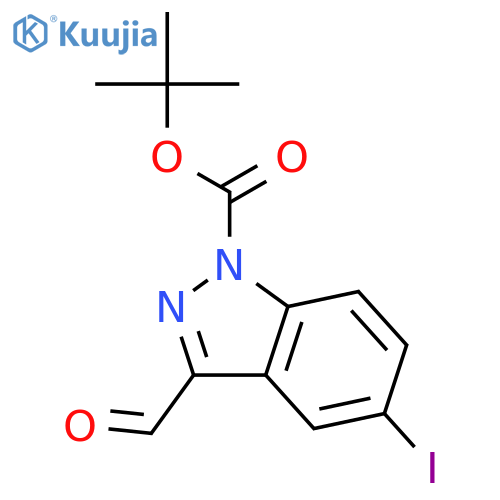 1H-INDAZOLE-1-CARBOXYLIC ACID, 3-FORMYL-5-IODO-, 1,1-DIMETHYLETHYL ESTER structure
