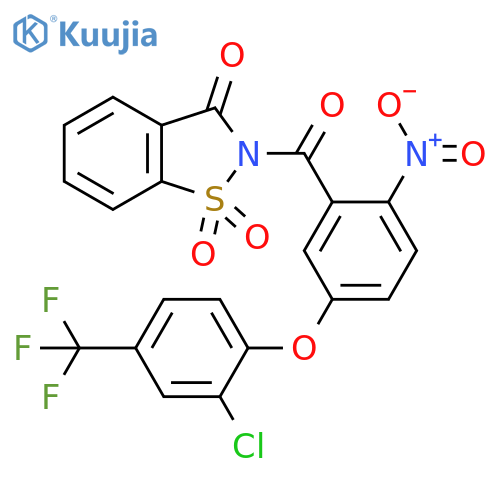 1,2-Benzisothiazol-3(2H)-one, 2-[5-[2-chloro-4-(trifluoromethyl)phenoxy]-2-nitrobenzoyl]-, 1,1-dioxide structure