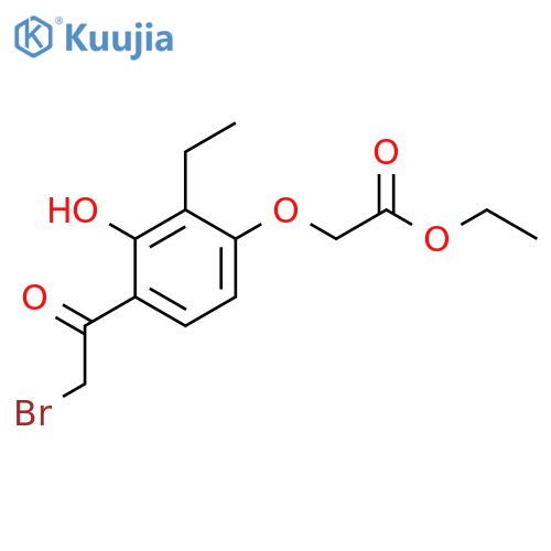 ACETIC ACID, [4-(BROMOACETYL)-2-ETHYL-3-HYDROXYPHENOXY]-, ETHYL ESTER structure