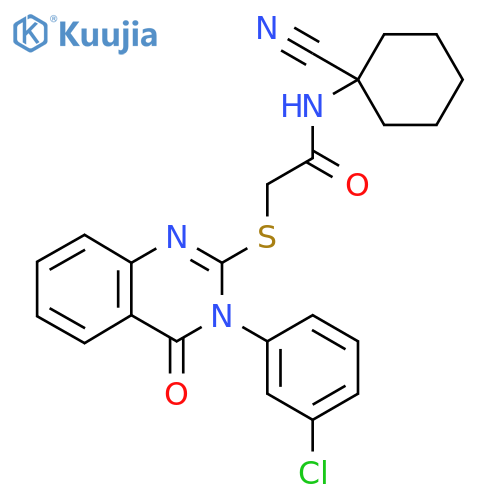 2-[3-(3-chlorophenyl)-4-oxoquinazolin-2-yl]sulfanyl-N-(1-cyanocyclohexyl)acetamide structure