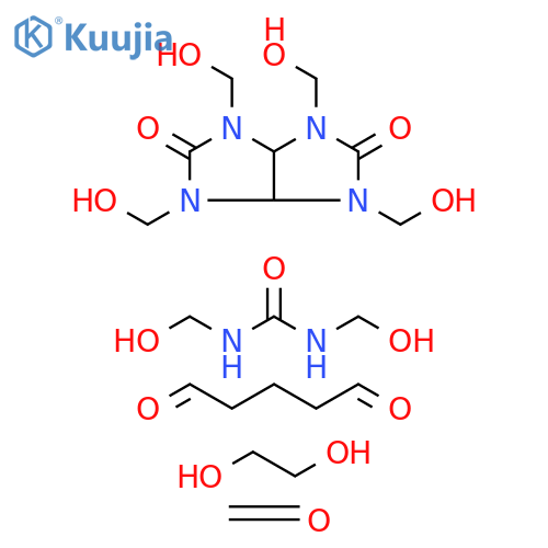 urea, n,n'-bis(hydroxymethyl)-, reaction products with ethylene glycol, formaldehyde, glutaraldehyde and tetrahydro-1,3,4,6-tetrakis(hydroxymethyl)imidazo[4,5-d]imidazole-2,5(1h,3h)-dione structure