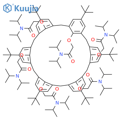Acetamide, 2,2',2'',2''',2'''',2'''''-[[5,11,17,23,29,35-hexakis(1,1-dimethylethyl)heptacyclo[31.3.1.13,7.19,13.115,19.121,25.127,31]dotetraconta-1(37),3,5,7(42),9,11,13(41),15,17,19(40),21,23,25(39),27,29,31(38),33,35-octadecaene-37,38,39,40,41,42-hexayl]hexakis(oxy)]hexakis[N,N-bis(1-methylethyl)- (9CI) structure