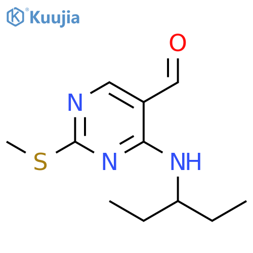 5-PYRIMIDINECARBOXALDEHYDE, 4-[(1-ETHYLPROPYL)AMINO]-2-(METHYLTHIO)- structure