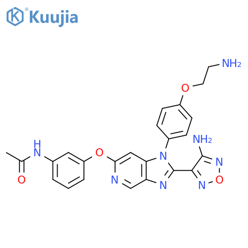 Acetamide,N-[3-[[1-[4-(2-aminoethoxy)phenyl]-2-(4-amino-1,2,5-oxadiazol-3-yl)-1H-imidazo[4,5-c]pyridin-6-yl]oxy]phenyl]- structure