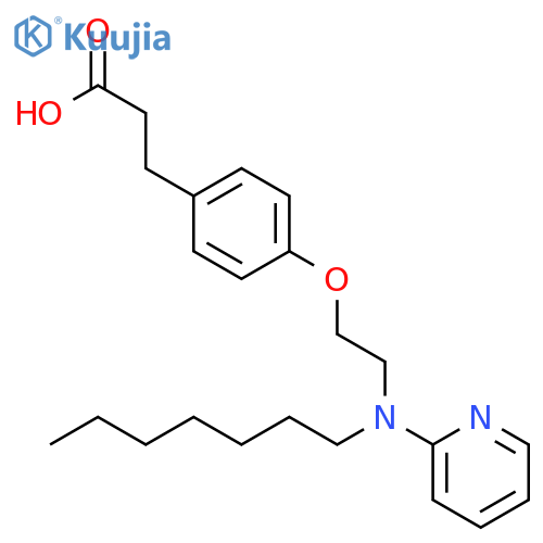 Benzenepropanoic acid, 4-[2-(heptyl-2-pyridinylamino)ethoxy]- structure