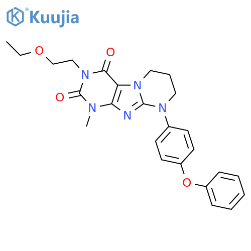 3-(2-ethoxyethyl)-1-methyl-9-(4-phenoxyphenyl)-1H,2H,3H,4H,6H,7H,8H,9H-pyrimido1,2-gpurine-2,4-dione structure
