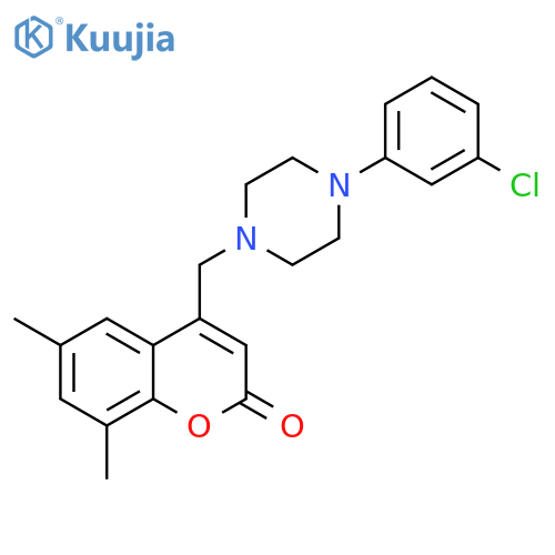 4-{4-(3-chlorophenyl)piperazin-1-ylmethyl}-6,8-dimethyl-2H-chromen-2-one structure