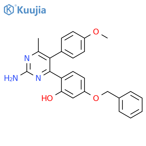 2-2-amino-5-(4-methoxyphenyl)-6-methylpyrimidin-4-yl-5-(benzyloxy)phenol structure