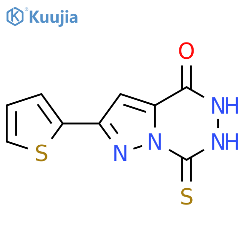 7-sulfanyl-2-(thiophen-2-yl)-4H,5H-pyrazolo1,5-d1,2,4triazin-4-one structure