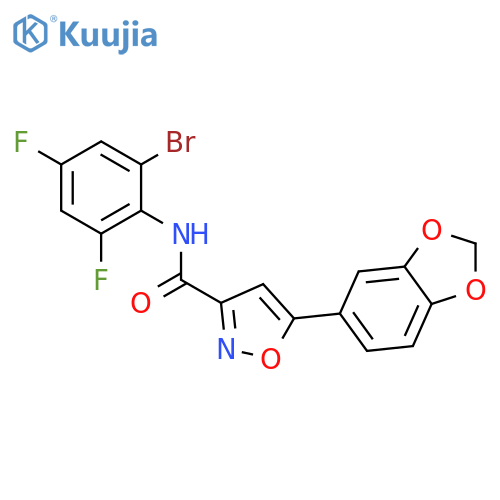 5-(2H-1,3-benzodioxol-5-yl)-N-(2-bromo-4,6-difluorophenyl)-1,2-oxazole-3-carboxamide structure