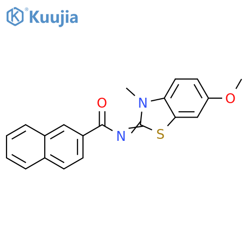 N-(2E)-6-methoxy-3-methyl-2,3-dihydro-1,3-benzothiazol-2-ylidenenaphthalene-2-carboxamide structure