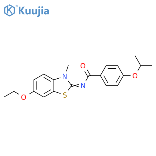 N-(2E)-6-ethoxy-3-methyl-2,3-dihydro-1,3-benzothiazol-2-ylidene-4-(propan-2-yloxy)benzamide structure