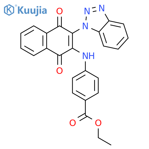ethyl 4-{[3-(1H-1,2,3-benzotriazol-1-yl)-1,4-dioxo-1,4-dihydronaphthalen-2-yl]amino}benzoate structure