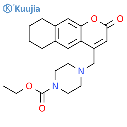 ethyl 4-({2-oxo-2H,6H,7H,8H,9H-cyclohexagchromen-4-yl}methyl)piperazine-1-carboxylate structure
