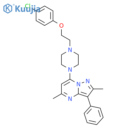 1-2-(4-chlorophenoxy)ethyl-4-{2,5-dimethyl-3-phenylpyrazolo1,5-apyrimidin-7-yl}piperazine structure
