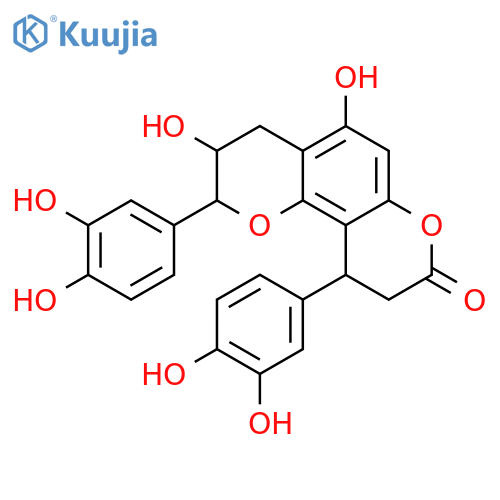 (2R,3R,10R)-2,10-bis(3,4-dihydroxyphenyl)-3,5-dihydroxy-3,4,9,10-tetrahydro-2H,8H-pyrano[2,3-f]chromen-8-one structure