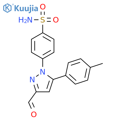 Benzenesulfonamide, 4-[3-formyl-5-(4-methylphenyl)-1H-pyrazol-1-yl]- structure
