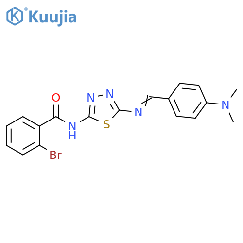 2-bromo-N-{5-(E)-{4-(dimethylamino)phenylmethylidene}amino-1,3,4-thiadiazol-2-yl}benzamide structure