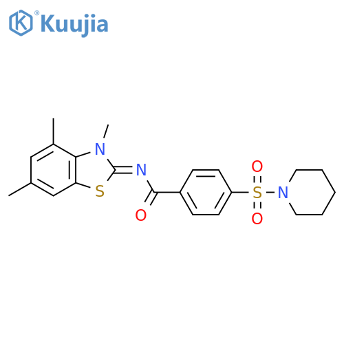 4-(piperidine-1-sulfonyl)-N-(2E)-3,4,6-trimethyl-2,3-dihydro-1,3-benzothiazol-2-ylidenebenzamide structure