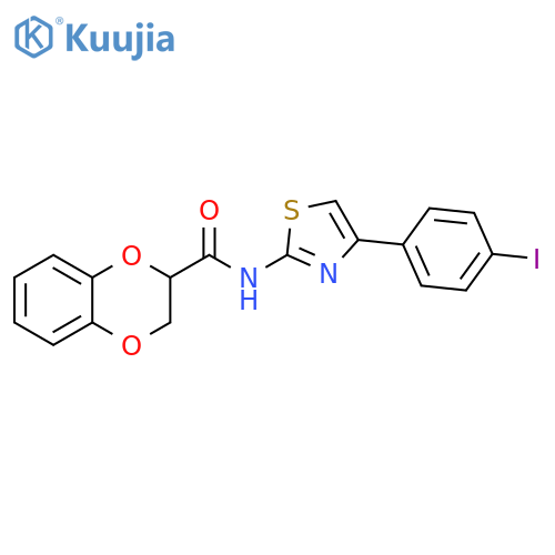 N-4-(4-iodophenyl)-1,3-thiazol-2-yl-2,3-dihydro-1,4-benzodioxine-2-carboxamide structure